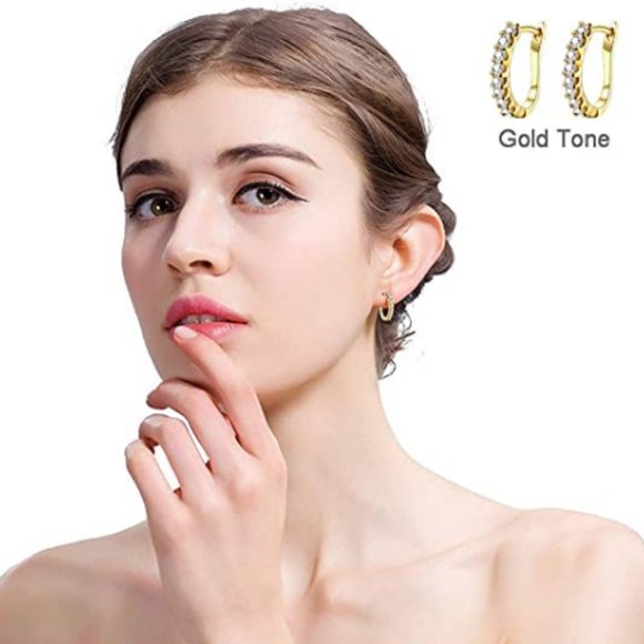 14K Gold Plated Small Cuff Huggie Earrings - Picture 3 of 5